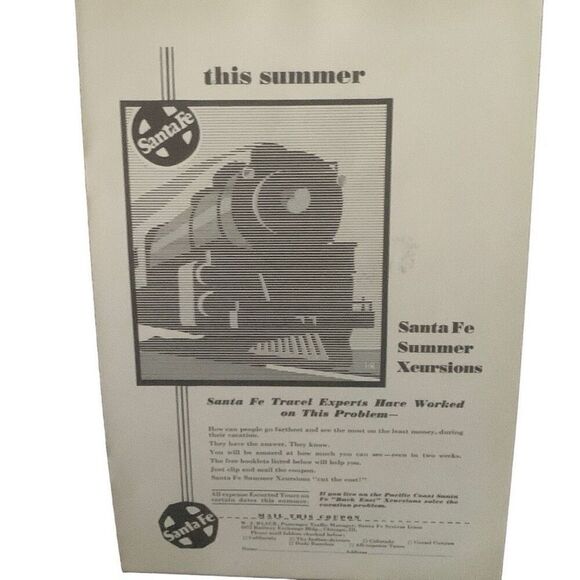 Vintage 1932 Santa Fe Summer Xcursions Ad Advertisement - Picture 3 of 4